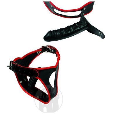 Dildoslip schwarz-rot