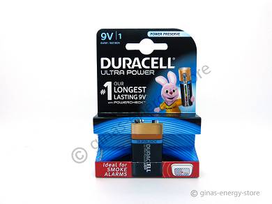 4 x Duracell Ultra Power Batterie 9Volt Block MX1604-6LR61-9V-E-Block Bulk