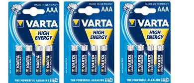 3er Pack - VARTA-Batterie HIGH ENERGY Micro (3x 4-er Blister R3)