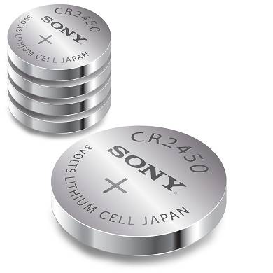 5x Sony CR2450 Lithium Knopfzelle, 3V - CR 2450 Batterie - 5 Stck Set