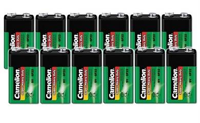 12x CAMELION Super Heavy Duty BATTERIE 9 Volt Block 9V 6F22 grün BATTERIEN 9V