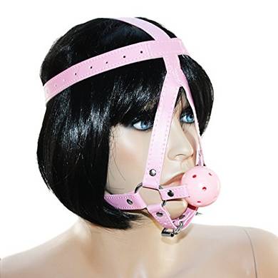 Mundknebel #7077 Kopfharness mit Ballknebel. pink