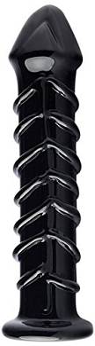 GlassIntimo Glasdildo LEIKO Dildo mit starker Struktur. schwarz 17.5*4cm