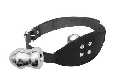 mejou Ledermundknebel mit Aluminiumdildo