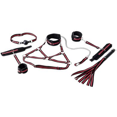Zenn 9 Piece Luxury Woven Bondage Set black/red