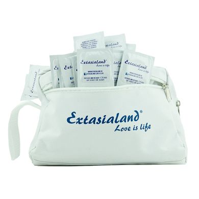 Extasialand Kondome glatt transparent im passenden schicken Kulturbeutel - Markenkondome i