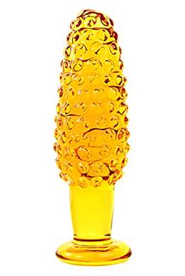 Glas Anal Plug Fichtenzapfen 42mm Handarbeit