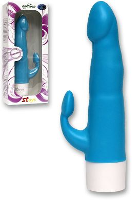 18,5 x 3 - 3,5 cm Vibrator mit Klitoris-Reizarm wasserdicht 12 Speed blau