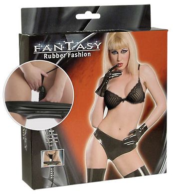 Latex Damen-Slip mit Innendildo schwarz