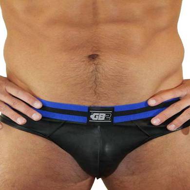 GB2 Steve Jock Brief Pleather Underwear Black/Royal