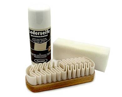Pacona Lederreinigungsset / Lederpflegeset für Glattleder und Rauleder - 3 teilig