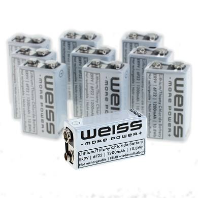 10 x WEISS 9V Block Lithium Batterie Li-SOCl2 fr Rauchmelder 6LR61 1200mAh
