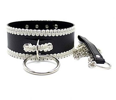 Omos Damen Halsband Blumen Spitze Leder Bondage Hals Fesseln SM Spielzeug