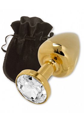 7,8 x 3,5 cm Buttplug with Crystal - 24c gold