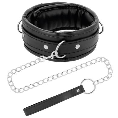 Darkness Black Soft Collar with Leash Leather black