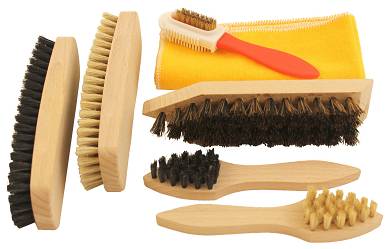 Schuhputzset I - Profi Schuhpflege Lederpflege Schuhbürsten und Poliertuch