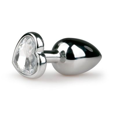  Buttplug Analplug aus poliertem Edelstahl mit herzfrmigem Kristall in wei - BDSM Bond