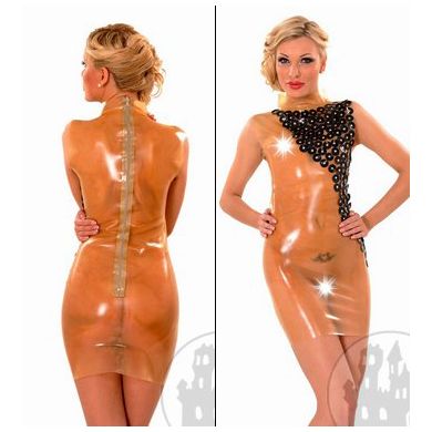 Latexkleid mit Latexpailletten