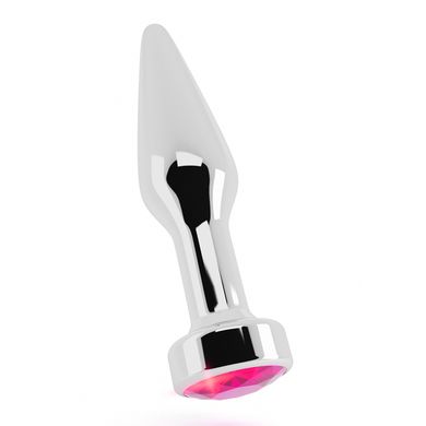 10 x 2,8 cm Rich Buttplug silver - pink sapphire
