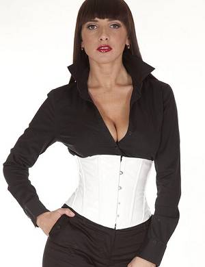 Zugeschnuert-Shop - Taillen-Korsett Lack weiss