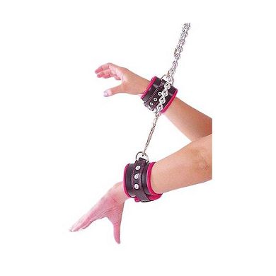 Bondage Leder Handfessel Manschetten schwarz-rot - Gr. S-L