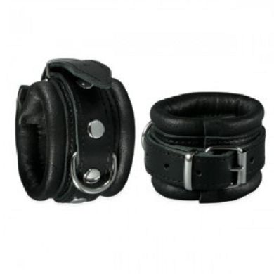 Handfesseln gepolstert aus schwarzem Leder 5cm breit [Sibada]