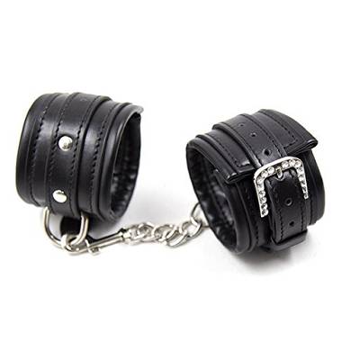 Omos Damen Herren SM Spielzeug Set Schwarz mit Diamant Kette Fesseln Fußfesseln Bed