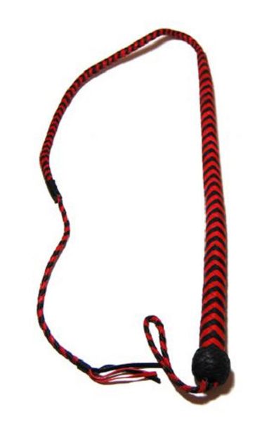 Leder Bullenpeitsche rot/schwarz