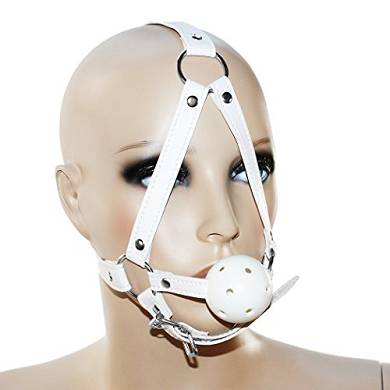 Mundknebel #7085 Ballknebel. Kopfharness mit Gag-Ball. weiß