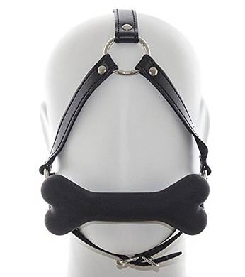 Greenpinecone SM Bondage Fetisch - schwarz Leder kopfharness mit schwarz Knochen Mundknebe