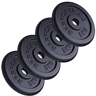 ScSPORTS 20 kg Hantelscheiben-Set Gusseisen 4 x 5 kg Gewichte 30/31 mm Bohrung