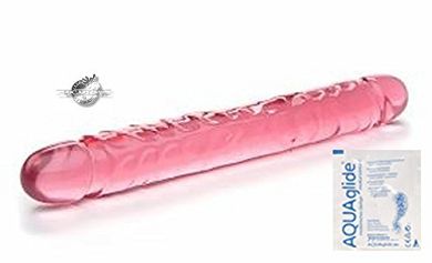 Jr. Double Dong Crystal jelly in pink 12" Doppeldildo 30x4 cm von Extasialand