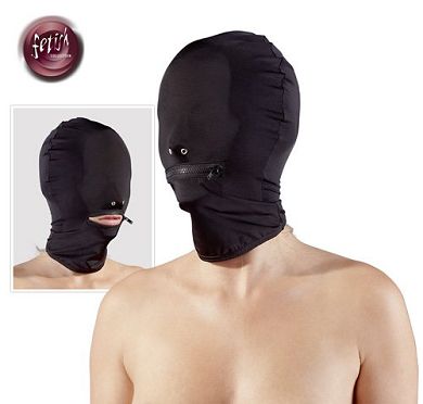 Kopfmaske Maske Mikrofaser mit Reiverschluss schwarz