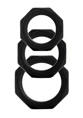Shots Toys Octagon Rings 3er Penisring-Set schwarz