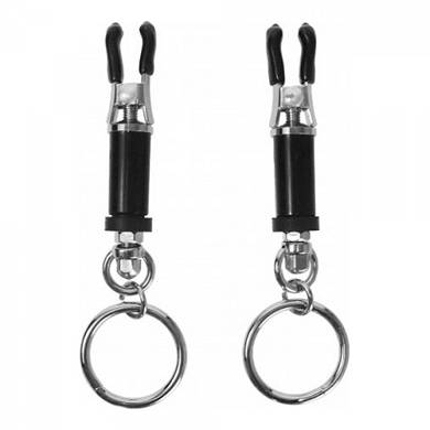 Nippelklemmen mit Ringen - in Schwarz