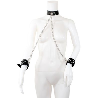 OUCH Leder Halsfessel mit Handfesseln black
