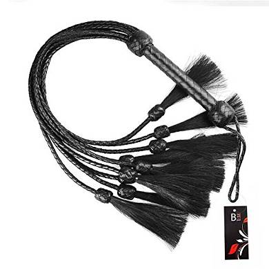 TOP Qualität - HANDGEFERTIGTE LEDERPEITSCHE mit ECHTEM PFERDEHAAR - 9 Riemen - 100% h
