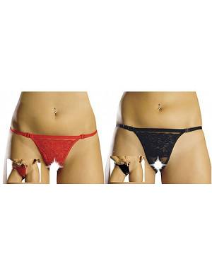 COLLECTION X Maricela String Set ouvert schwarz/rot