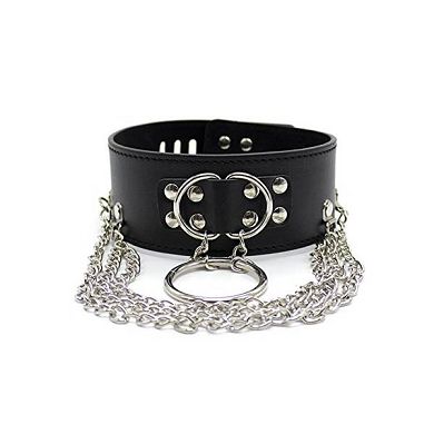 Greenpinecone SM Bondage Leder Halsband mit leine/Ring und Dekorative Metall-Kette Fesseln