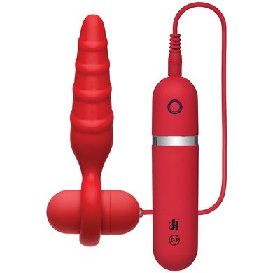 12,5 x 2,5 cm KINK by Doc Johnson - Vibrating Silicone Butt Plug small red