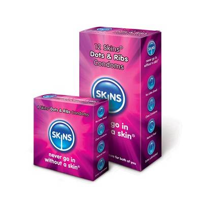 Skins - Kondome mit Riffeln und Noppen 12 Stck