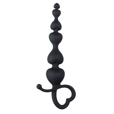 Schwarze Analkugeln mit herzfrmigem Griff