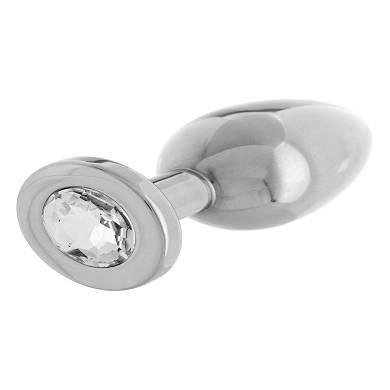 Analplug Medium mit Stein transparent