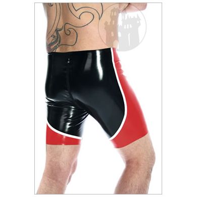 Latex Radhose m. farbigen Beinabschluss