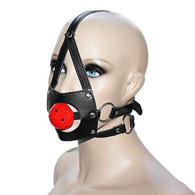 Knebel #7107. Kopfharness mit Mundknebel und Kinn-Kreuzschnürung