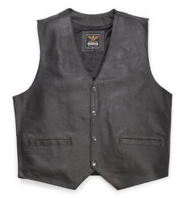 Leder Weste Cowboyweste Bikerweste John Rindnappa schwarz klassisch Gr. S bis 5XL