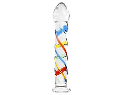 Glasdildo in Natur Bunt 19cm Handarbeit
