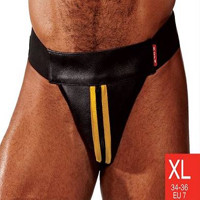 Colt Leather Zip Jock / Jockstrap schwarz/gelb black/yellow