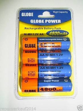 4 x AA Akku Batterien wiederaufladbare Akkus 4800 mAh Mignon 1,2 Volt Acu Accu