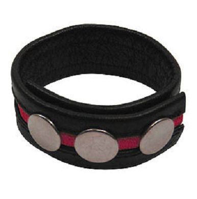 Cockstrap red - Ledercockring mit rotem Streifen